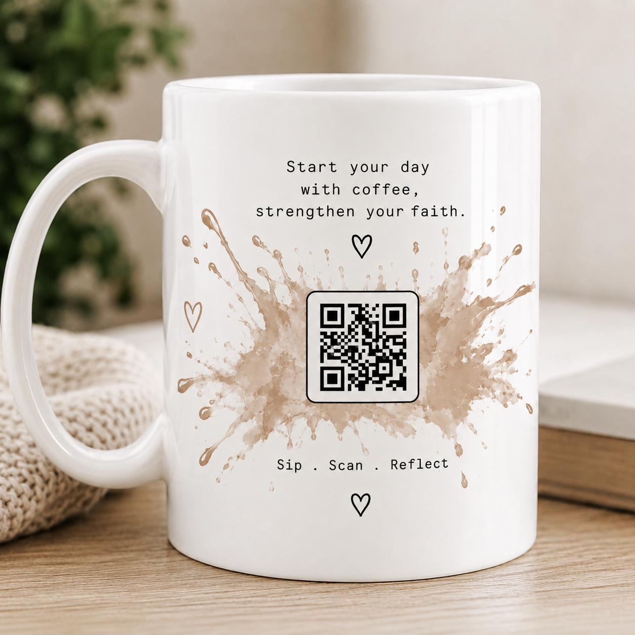 Less Worry More Coffee Faith mug back